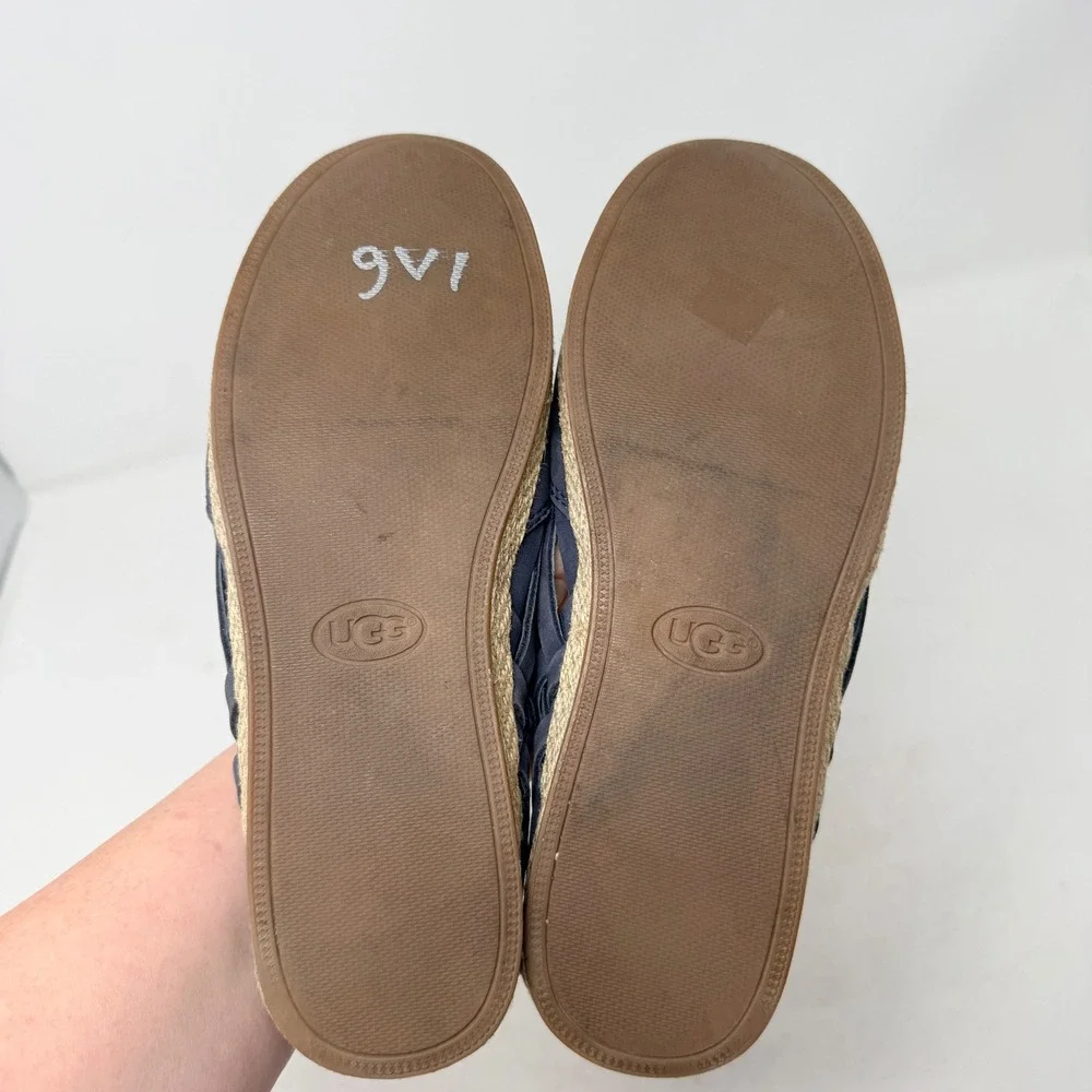UGG Chivon Navy Blue Suede Espadrille Flats‎ Size 8 Braided Coastal Fisherman